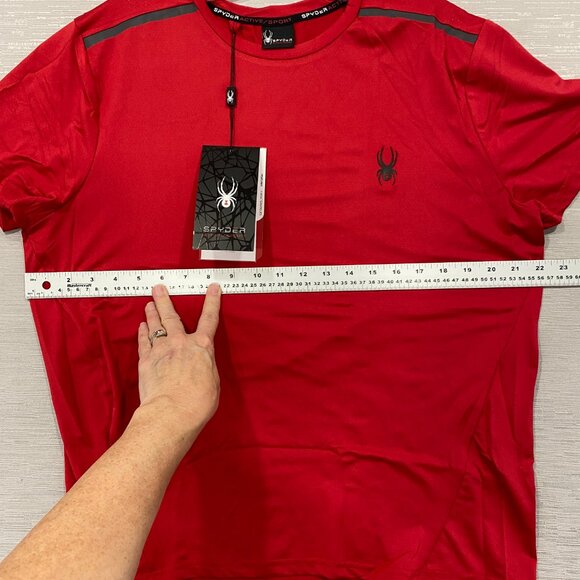 SPYDER Red T Shirt Mens Medium Quick Dry Perforated Lightweight Short Sleeve Tee - Picture 11 of 12